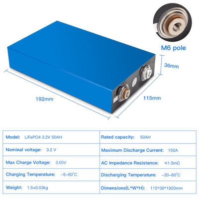 Pin Lithium 3.2 V 50ah LiFePO4 có thể sạc lại tuổi thọ 4000 lần